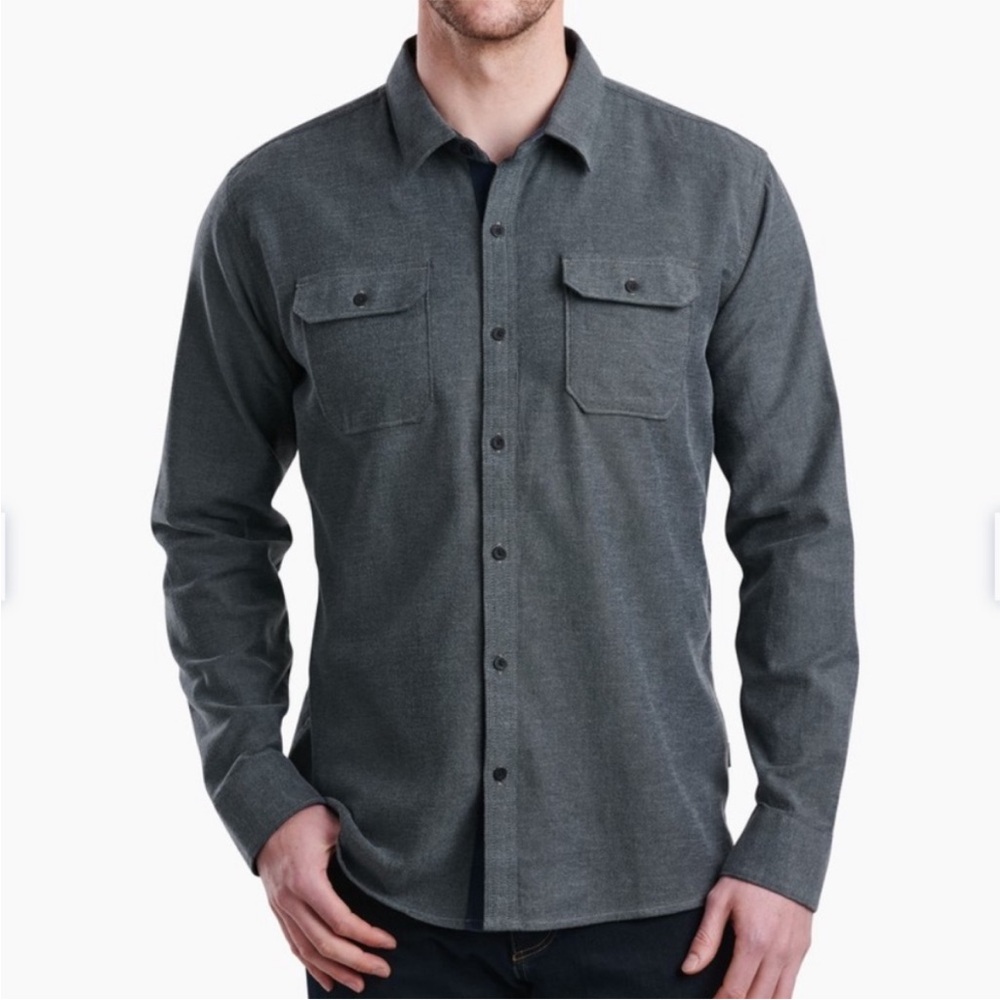 Kuhl Descendr Flannel Long Sleeve Button Up Shirt Charcoal Gray Mens XL